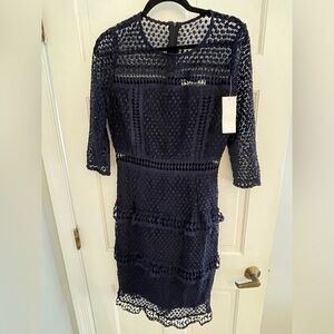 Elegant Navy Lace Dress